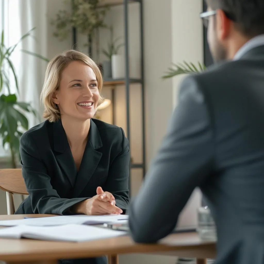 Sesión de coaching individual para desarrollo de liderazgo, ambiente profesional