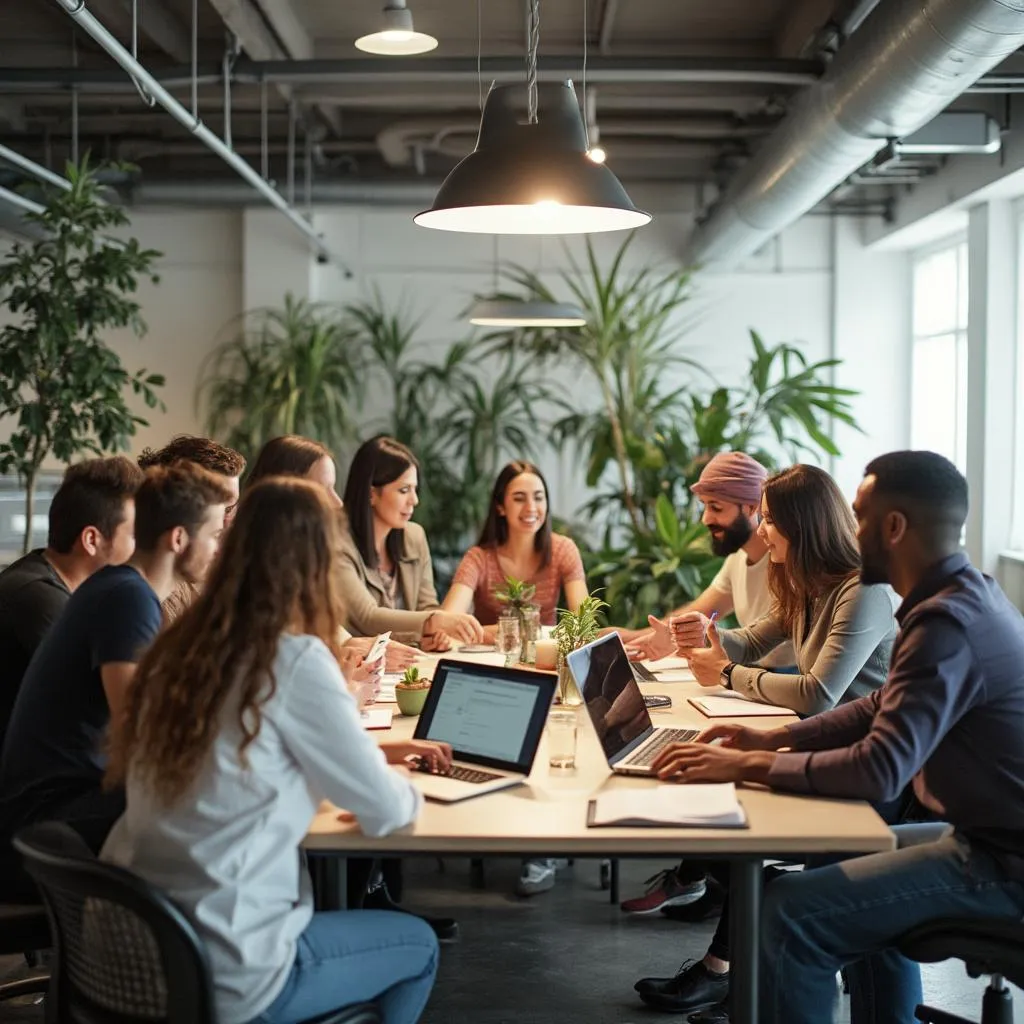 Equipo de CrecimientoARG trabajando colaborativamente en una oficina moderna en Buenos Aires